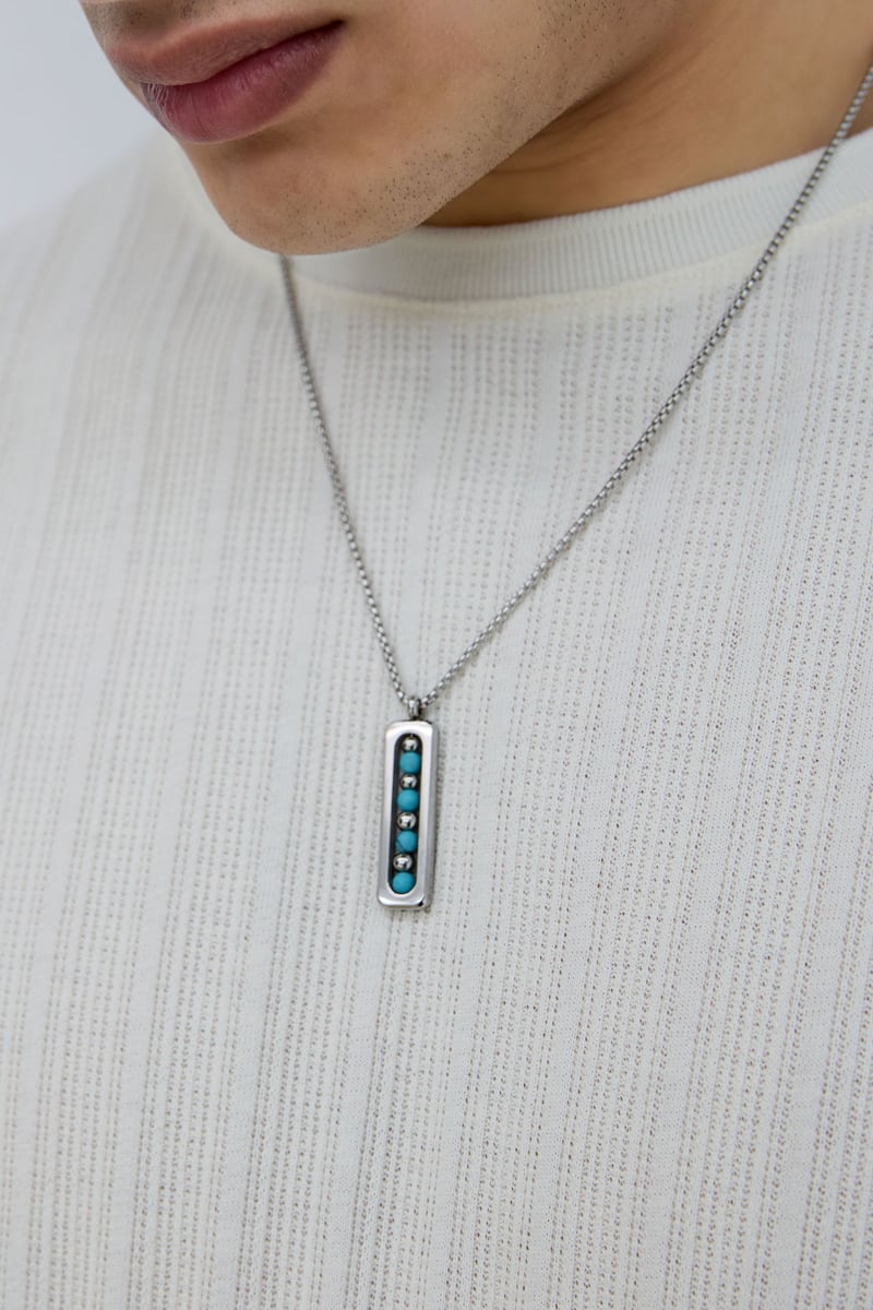 Mannen ketting met balletjes bedel - bruin 