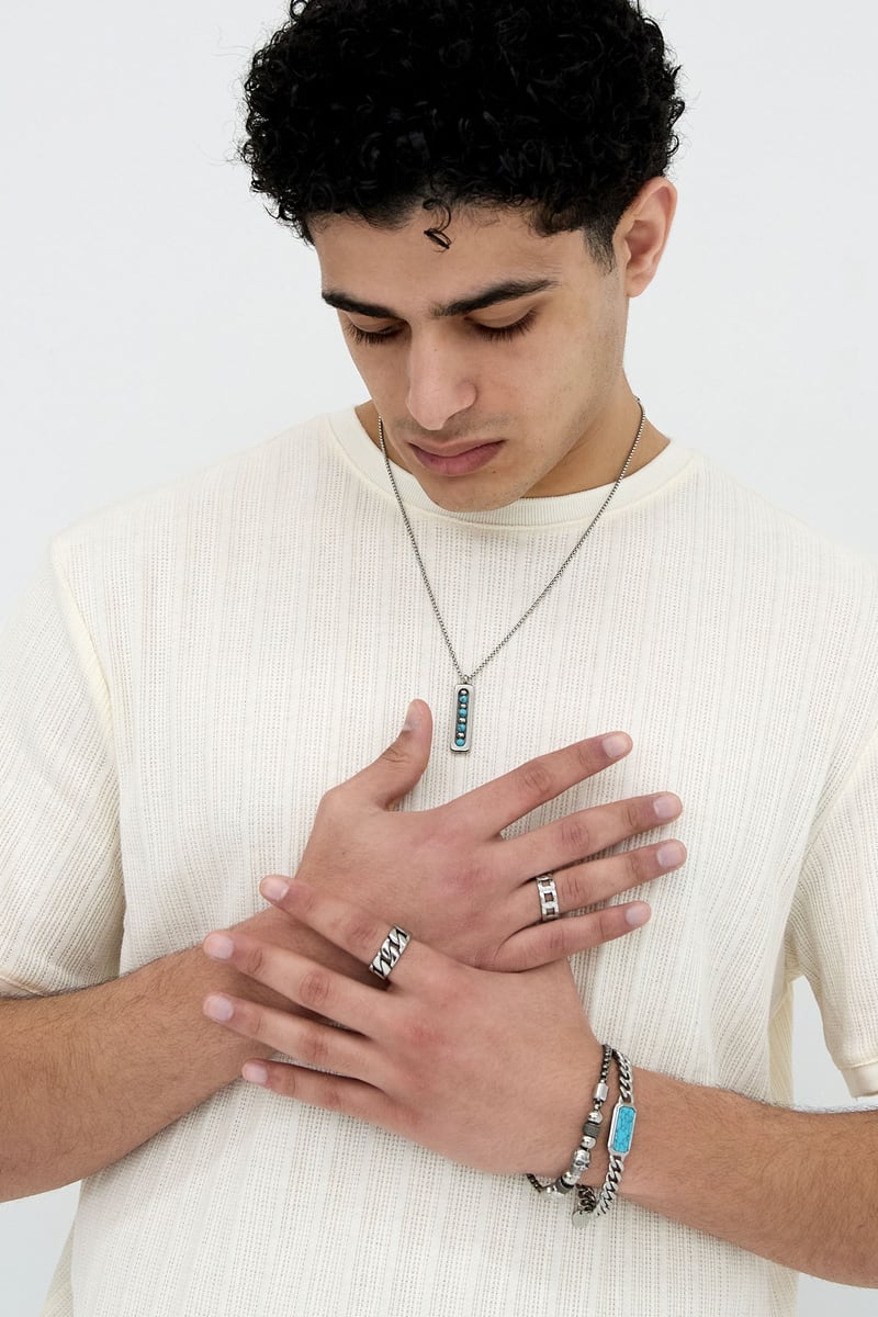 Mannen ketting met balletjes bedel - bruin 