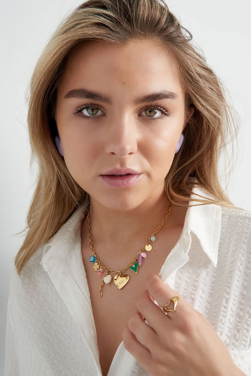 bedel ketting met gekleurde bedels