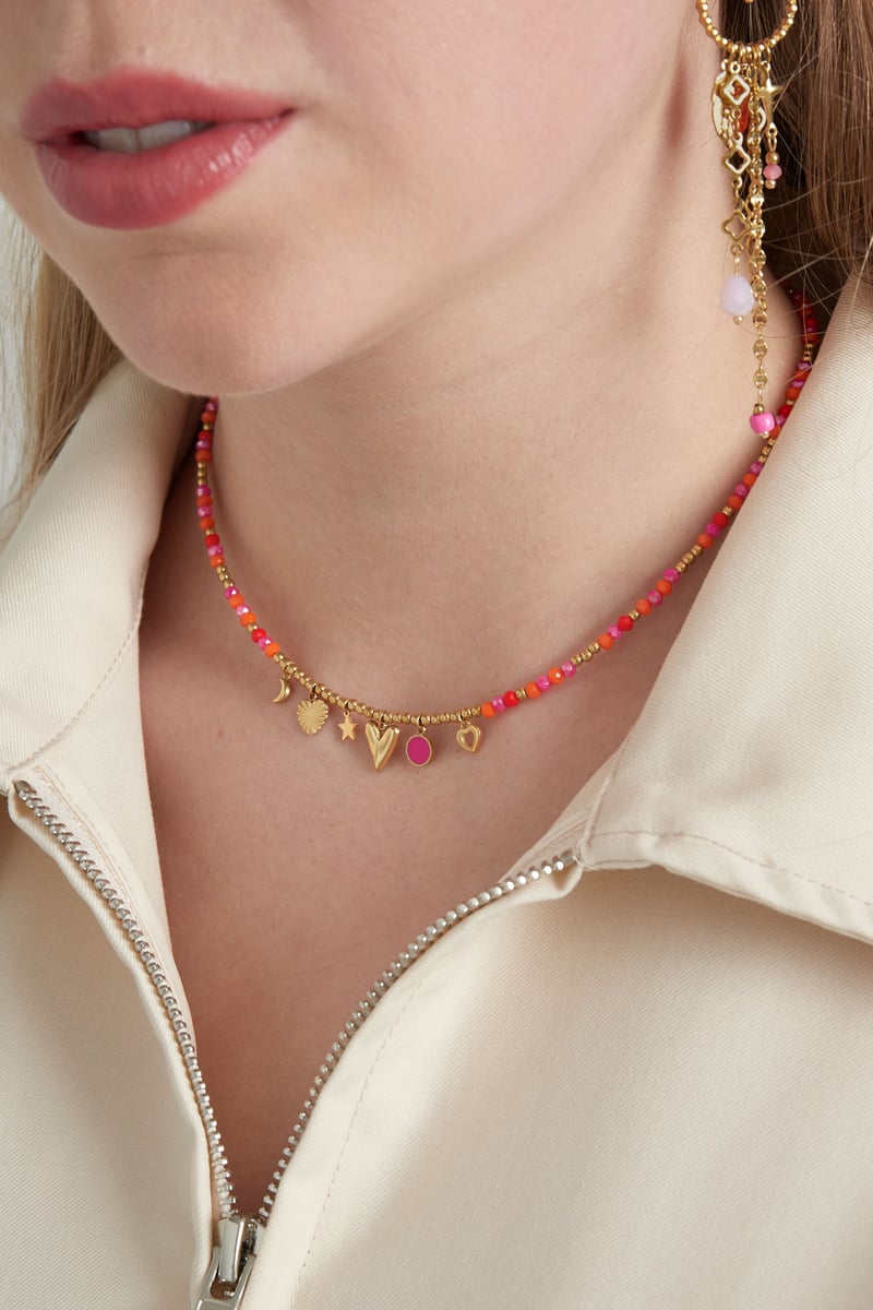 Ketting summer smile - oranje roze