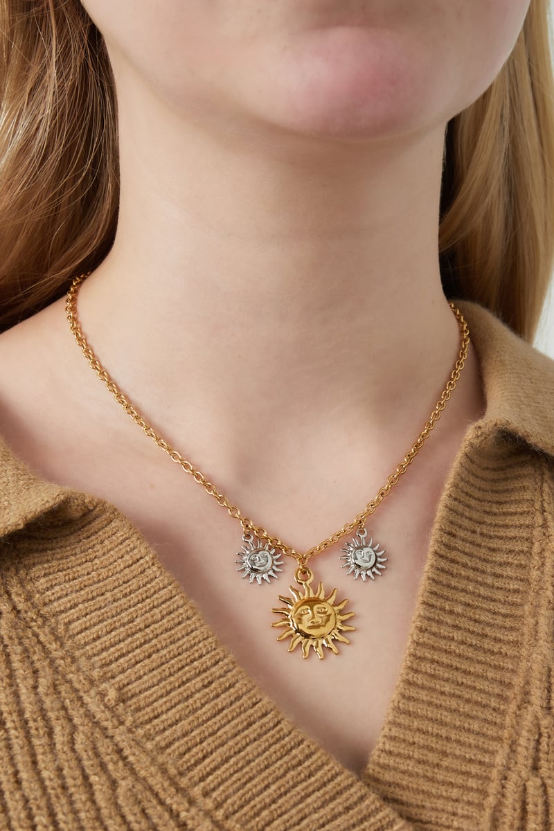 Ketting shimmering sun - Goud kleur zilver