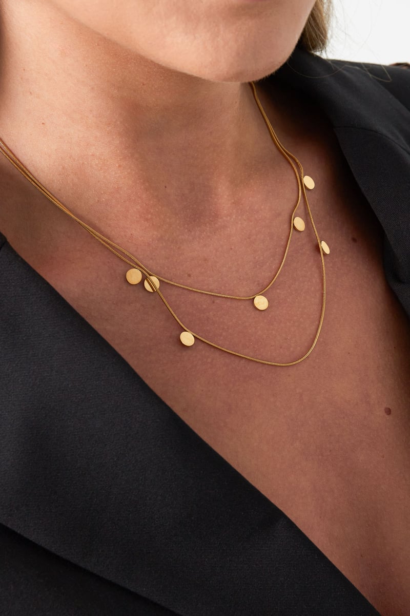 Dubbele ketting munten - Goudkleur