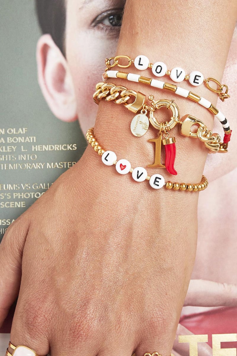 DIY Charm Digits Gold - 5 Goud kleur Stainless Steel