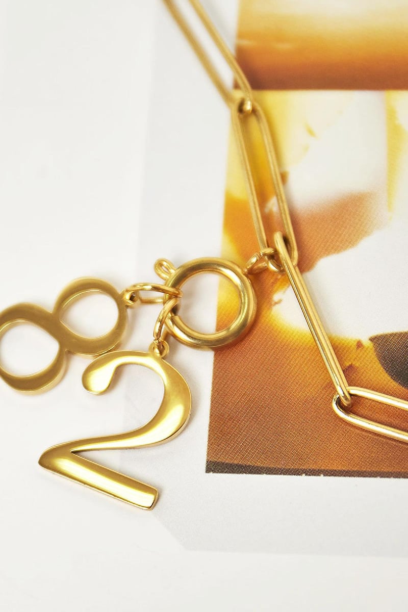 DIY Charm Digits Gold - 5 Goud kleur Stainless Steel