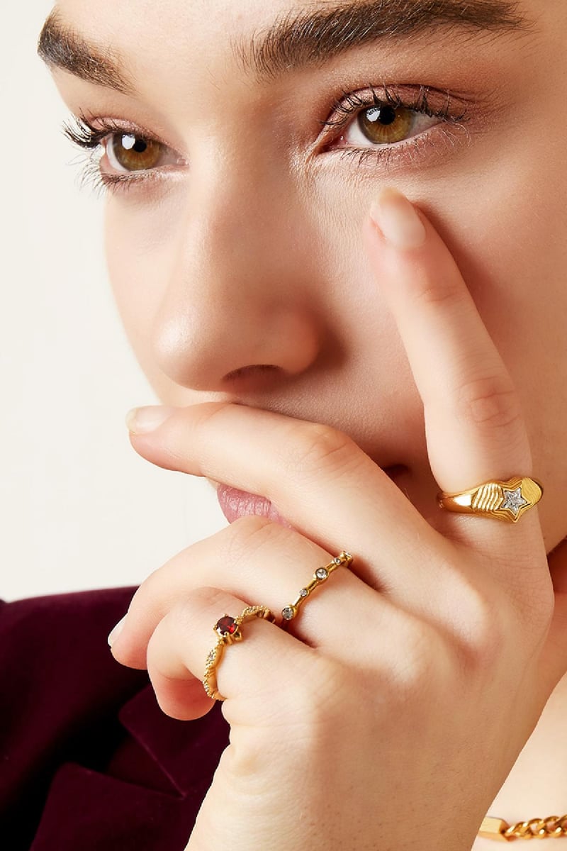 Ring zirkoon ster Zilver Stainless Steel 16