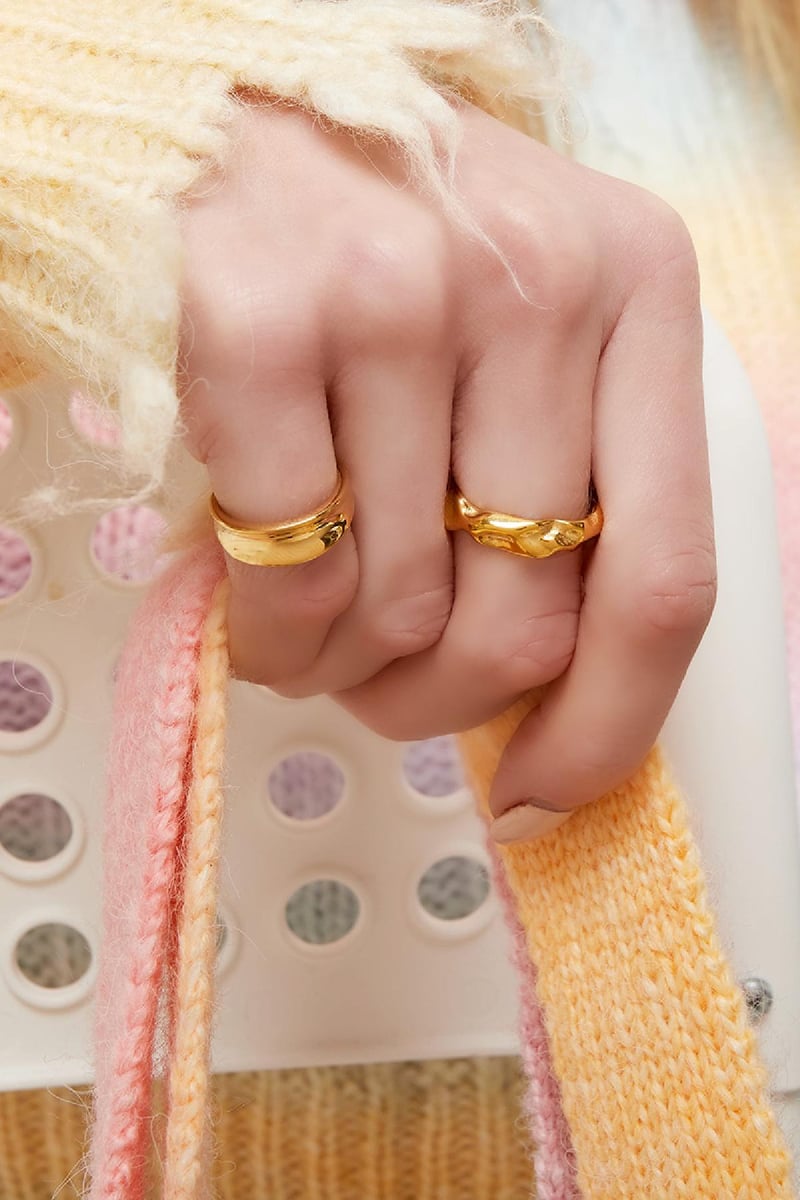 Ring organische vorm Goud kleur Stainless Steel One size