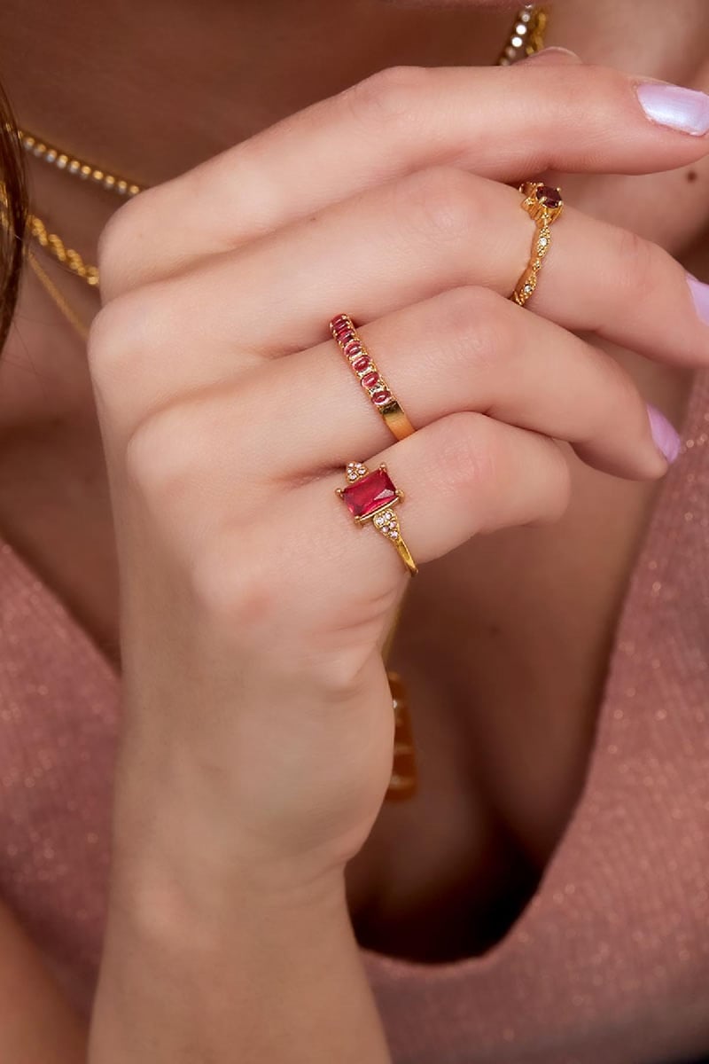 Ring glanzende vierkante steen Zwart & Zilver Stainless Steel 16