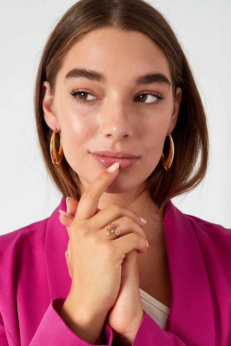 Ring open met steentjes - Goud kleur/groen