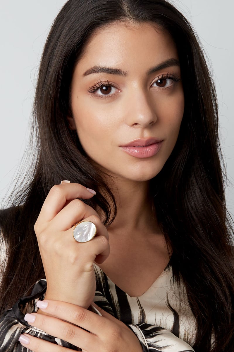 Ring grote steen - Goud kleur/turquoise