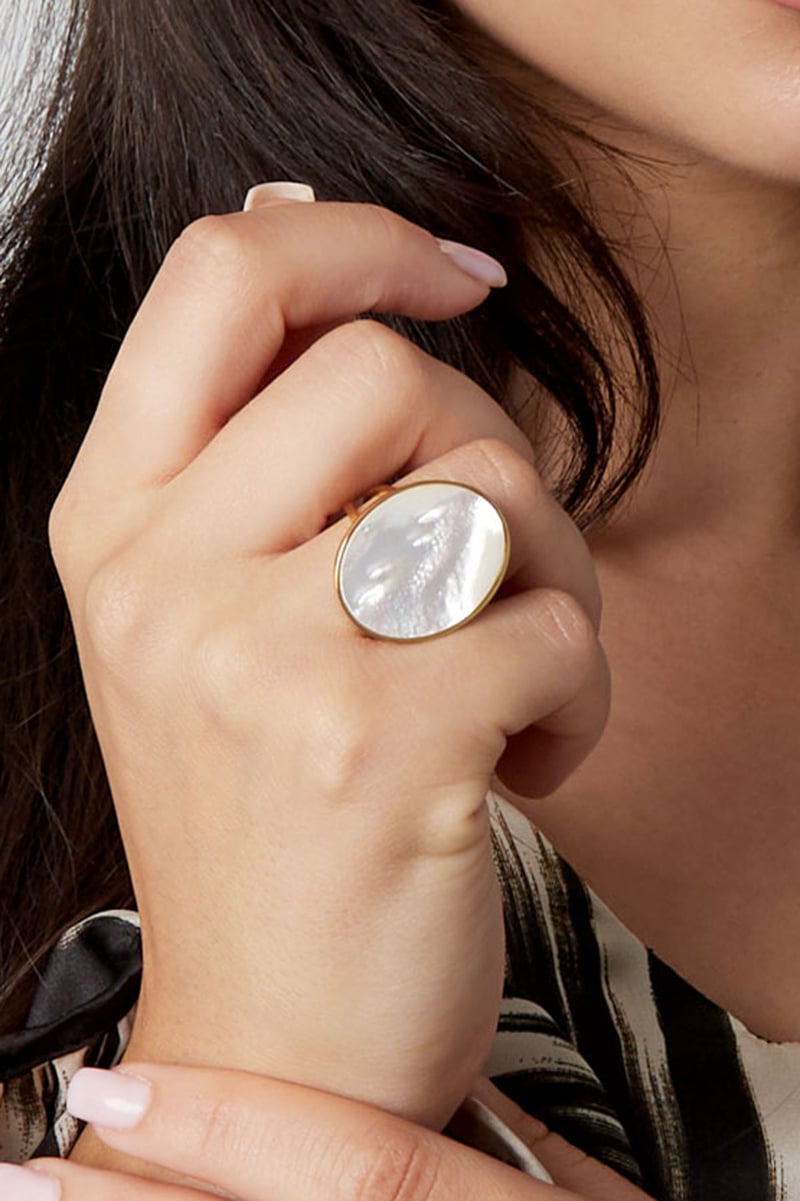 Ring grote steen - Goud kleur/turquoise