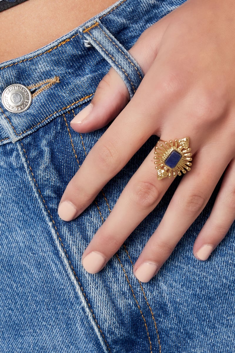 ring vintage look met steen - groen 