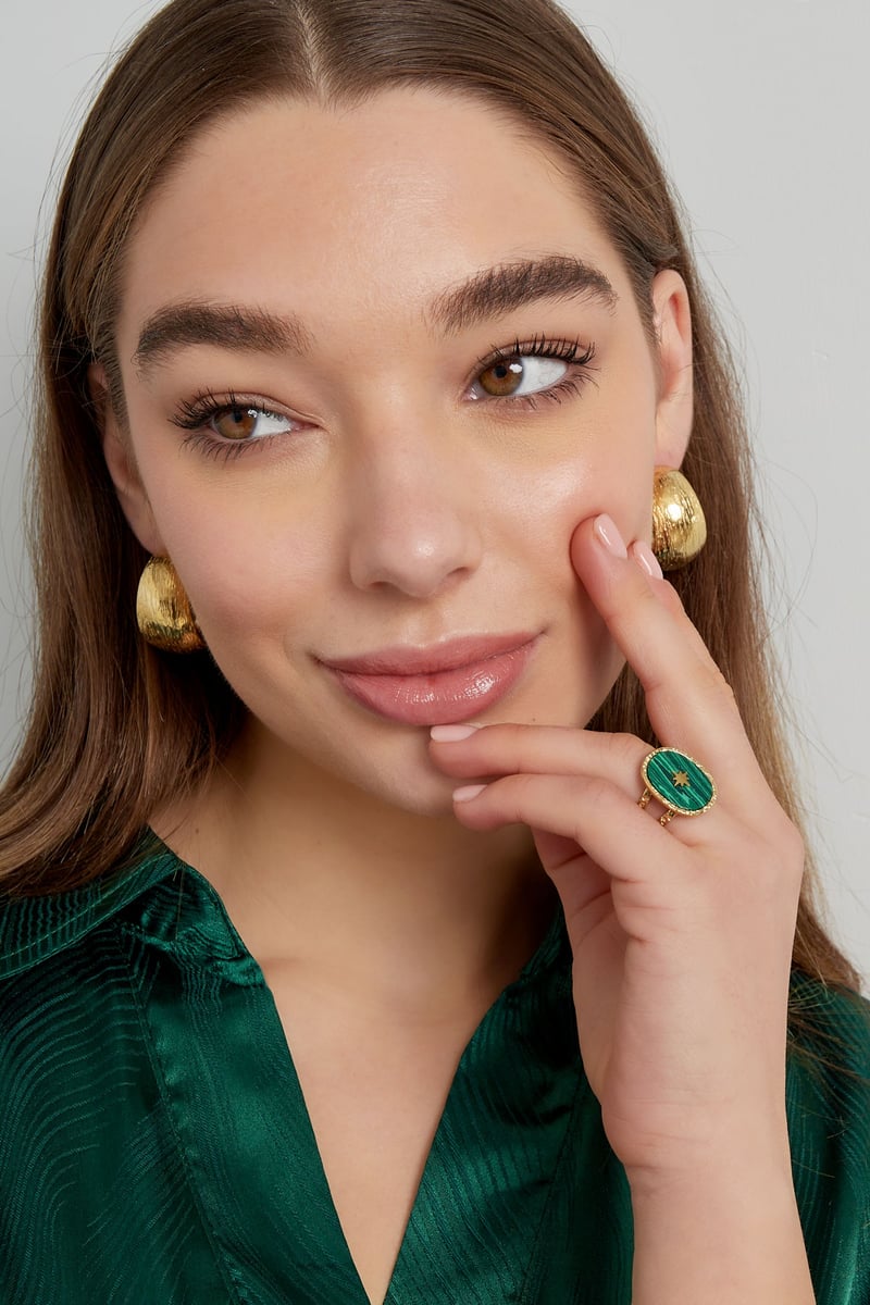 Ring steen met ster - Goud kleur/blauw