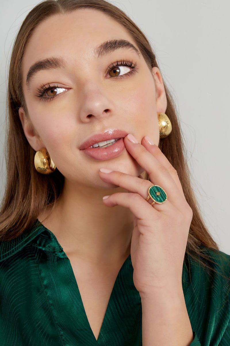 Ring steen met ster - Goud kleur/blauw