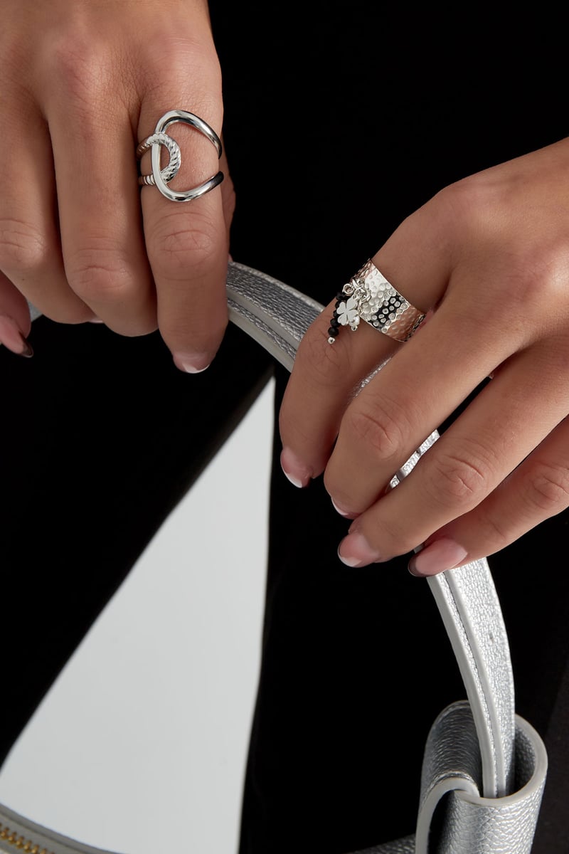 Statement ring met bedels - fuchsia