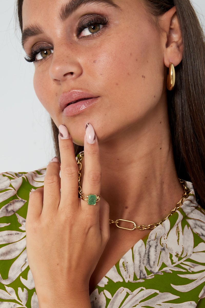 Ring sierlijk rechthoekige steen - Goud kleur/oranje