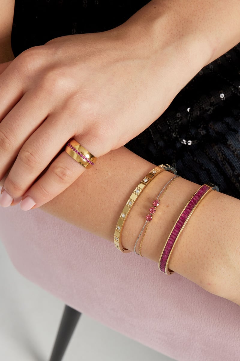 Ring breed met steentjes - groen