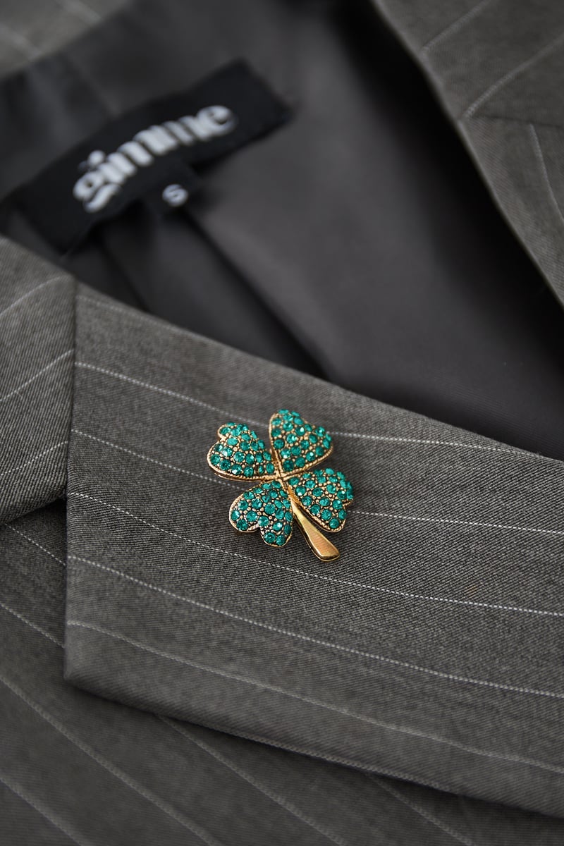 Broche klavertje vier - groen
