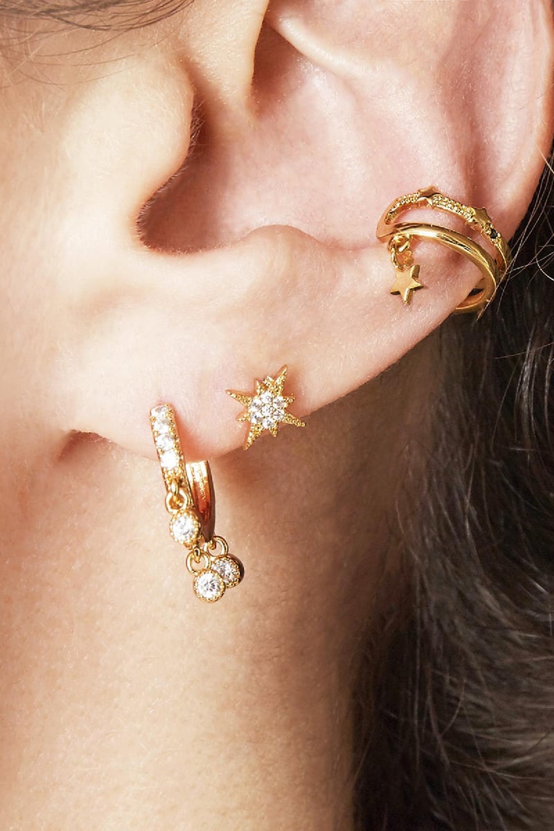 Earcuff Star Goud kleur Koper