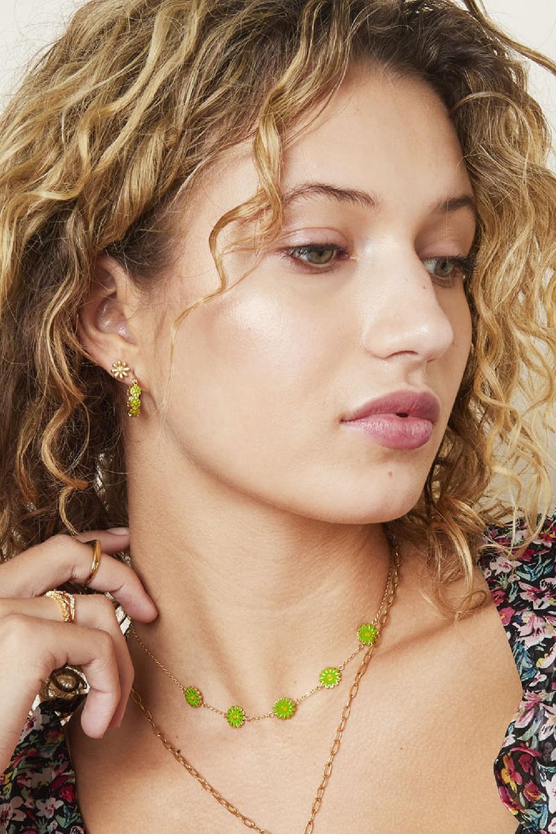 Oorbellen Shiny Diasy Goud kleur Stainless Steel