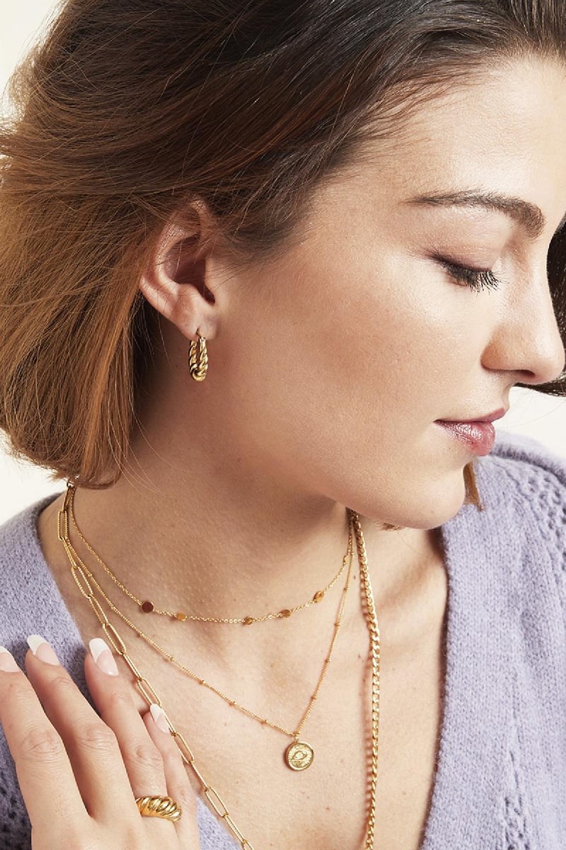 Oorbellen Dangling Twist Goud kleur Stainless Steel