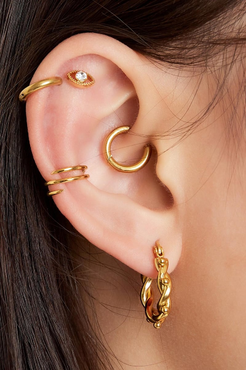 Earcuff Spiral Gold Goud kleur Stainless Steel