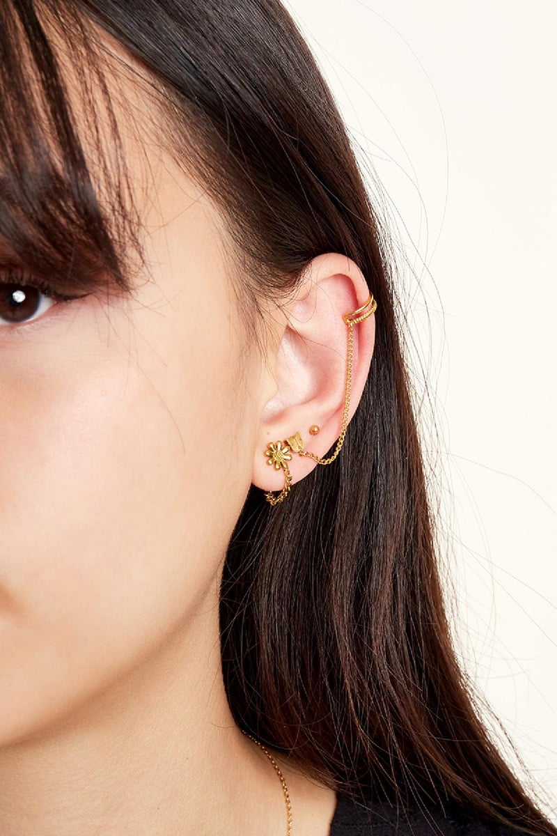 Oorknopje bloem Zilver Stainless Steel