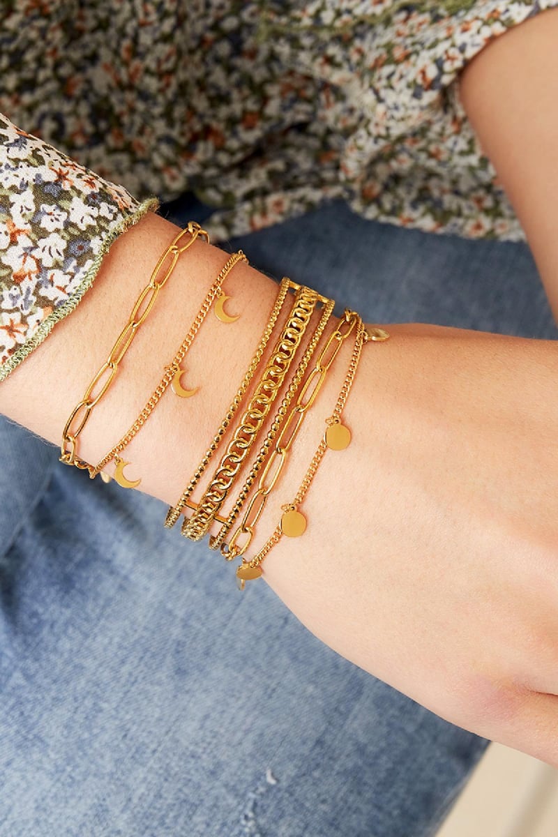 Armbandketting Maan Goud kleur Stainless Steel
