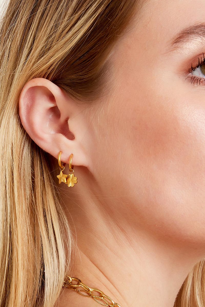 RVS oorbellen ster Goud kleur Stainless Steel