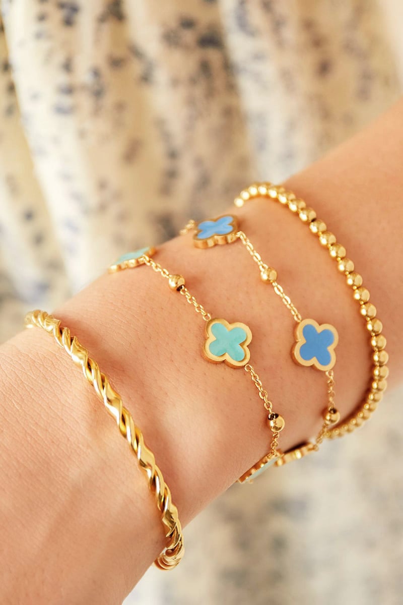 Armband drie klavers Groen Stainless Steel