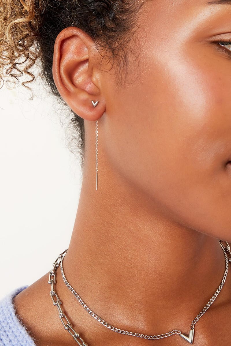 Roestvrij stalen ketting oorbellen pijl Goud kleur Stainless Steel