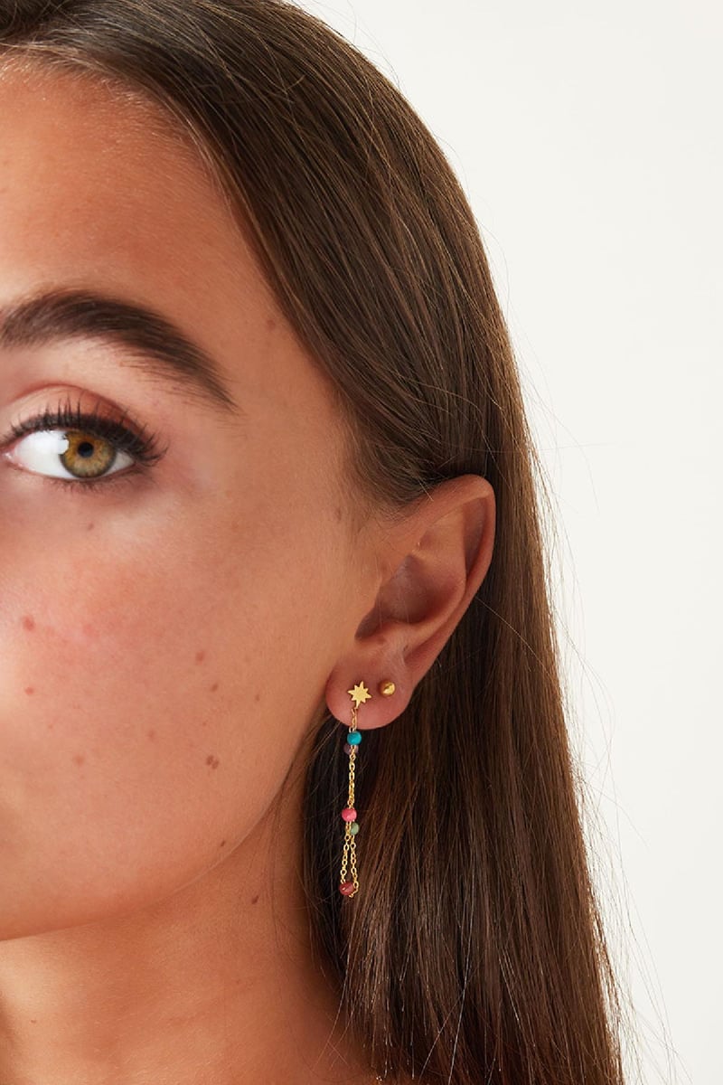 Steroorbel met gekleurde bolletjes Zilver Stainless Steel