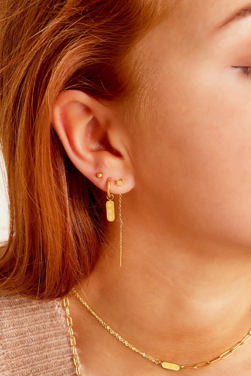 RVS oorbellen zon Goud kleur Stainless Steel