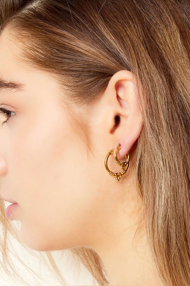 Oorbellen vintage stijl Goud kleur Stainless Steel