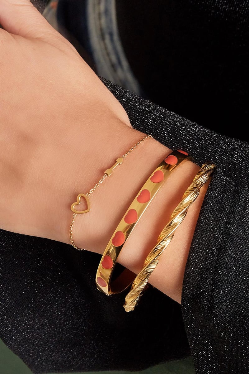 Armband met Hart en Pijl Bedel Goud kleur Stainless Steel