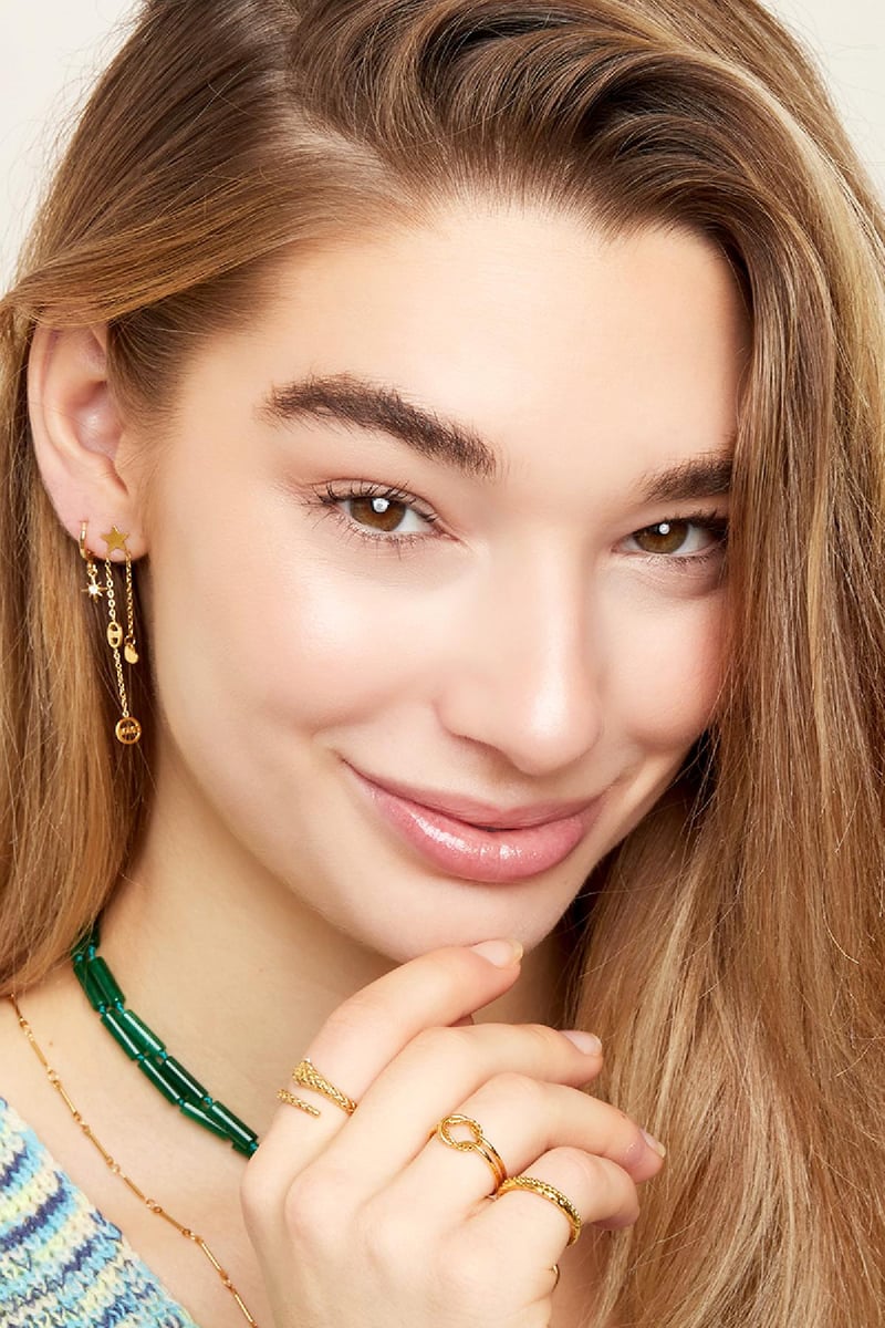 Oorbellen vallende ster Goud kleur Stainless Steel