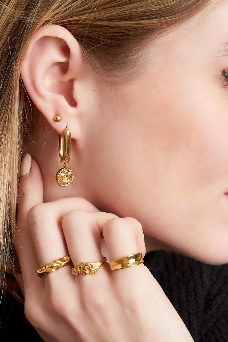 Oorbellen roos Goud kleur Stainless Steel