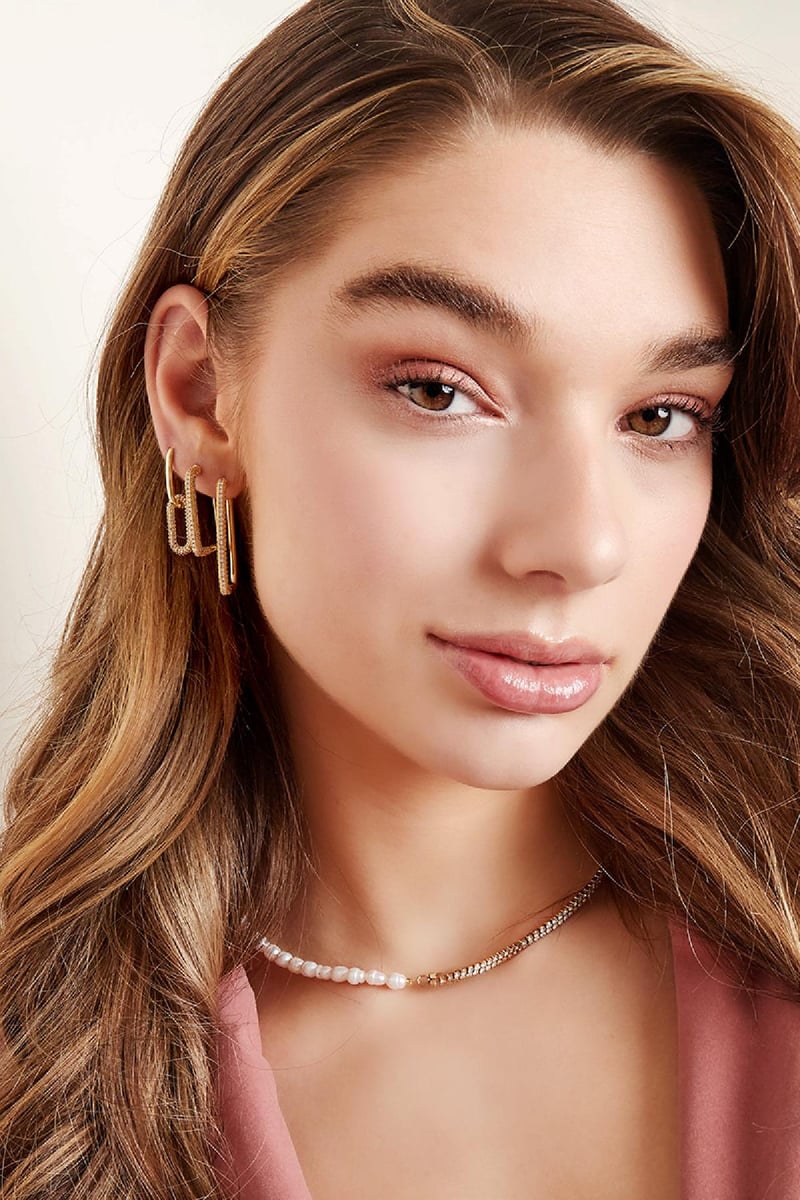 Oorbellen met zirkonia steentjes Paars Koper