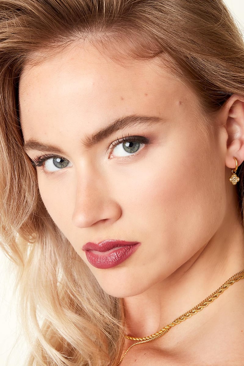 Zirkoon klaver oorbellen Goud kleur Stainless Steel