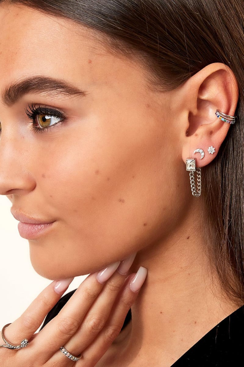 Oormanchet met kleurrijke zirkoonstenen Zilver Koper