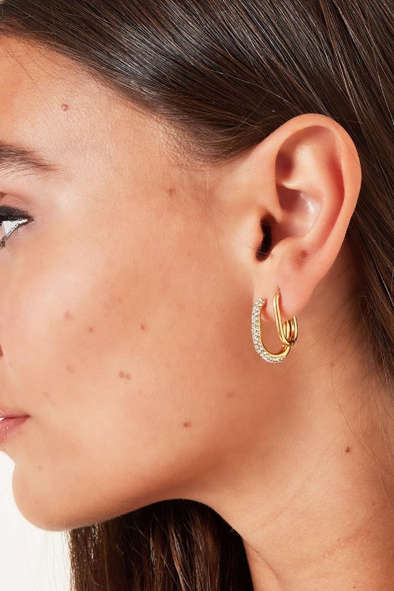 Ovale hoepels Goud kleur Stainless Steel