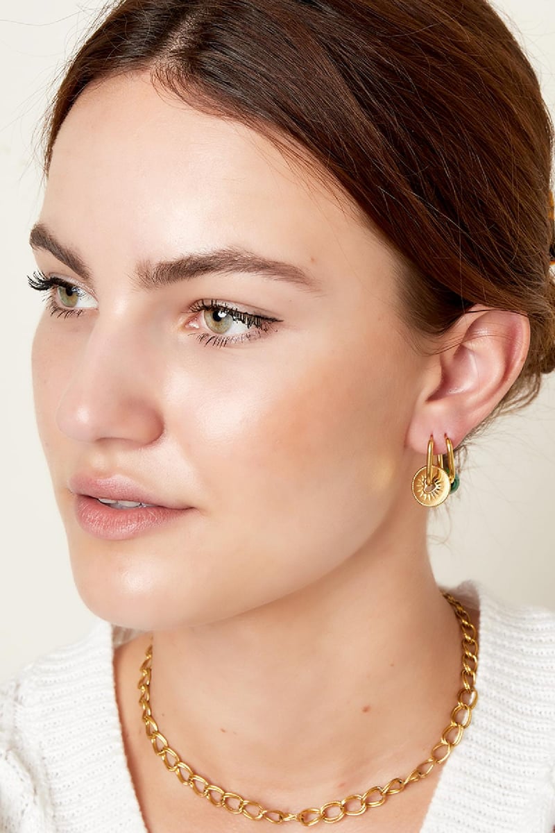 Edelstalen oorbellen met hart munt Goud kleur Stainless Steel