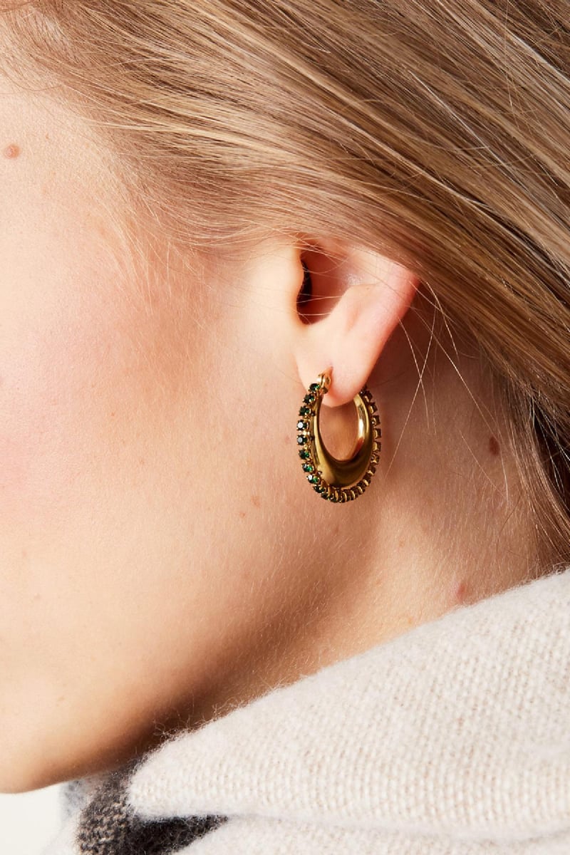 Ronde oorbellen met zirkonia Zilver Stainless Steel