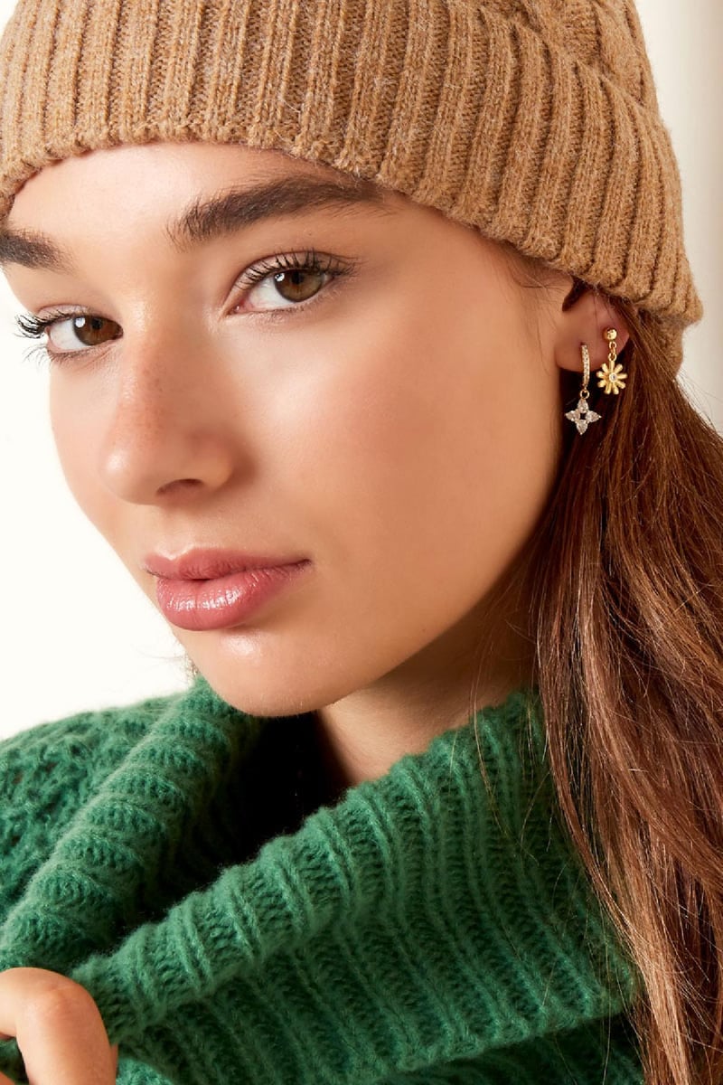 Oorbellen daisy - Sparkle collectie Goud kleur Koper