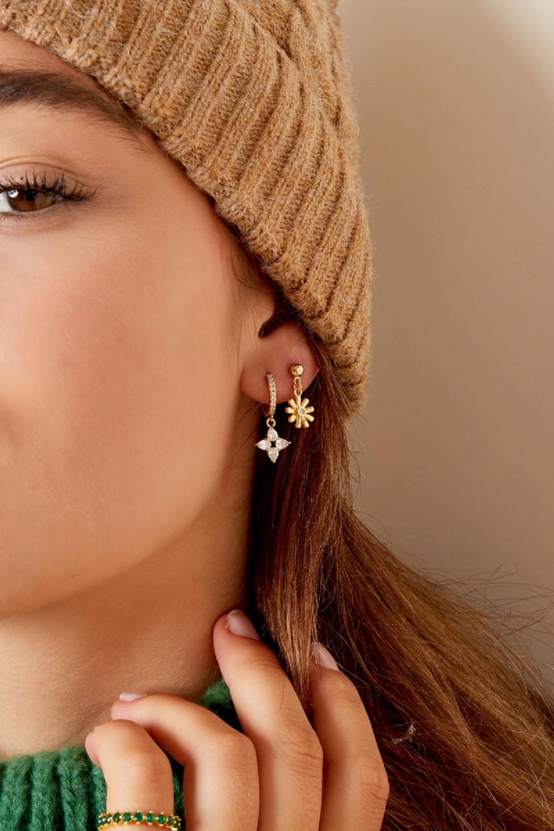 Oorbellen daisy - Sparkle collectie Goud kleur Koper