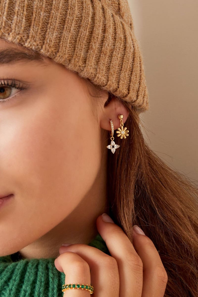 Oorbellen daisy - Sparkle collectie Goud kleur Koper