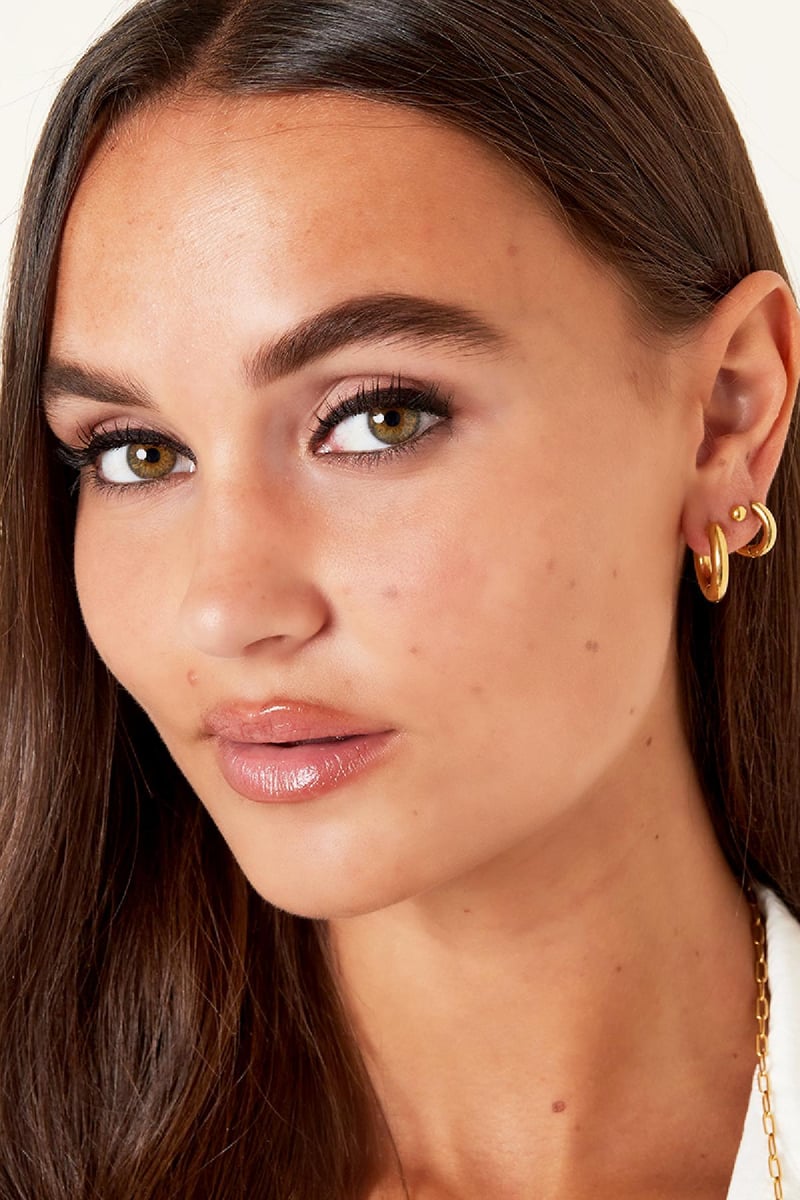 Basic creolen oorbellen - mini Goud kleur Stainless Steel