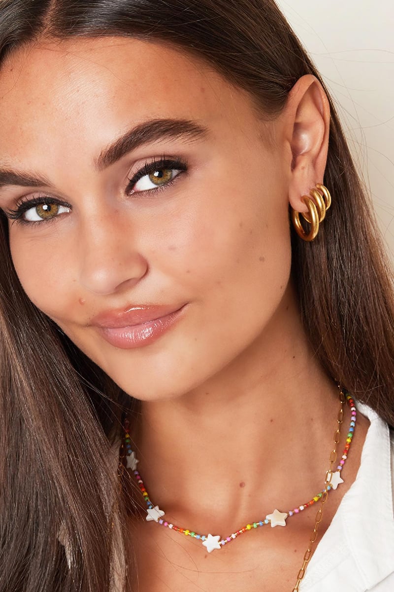 Basic creolen oorbellen - large Goud kleur Stainless Steel