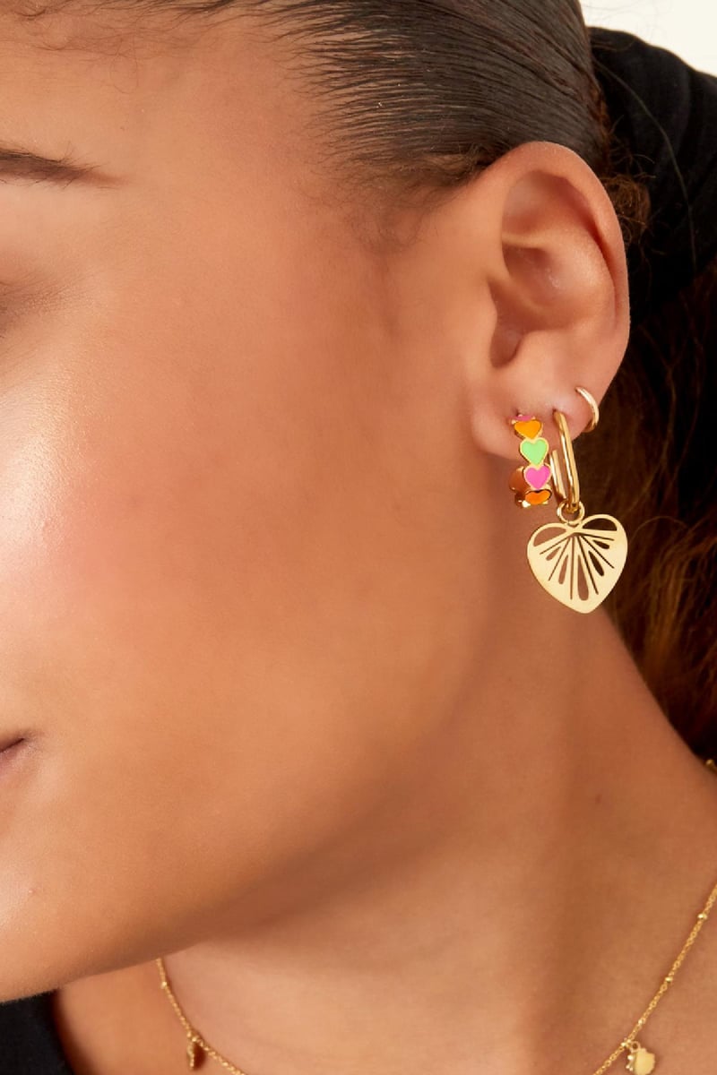 Harten oorbellen uitknippen Goud kleur Stainless Steel