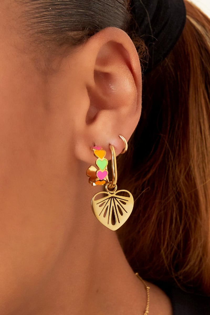 Harten oorbellen uitknippen Goud kleur Stainless Steel