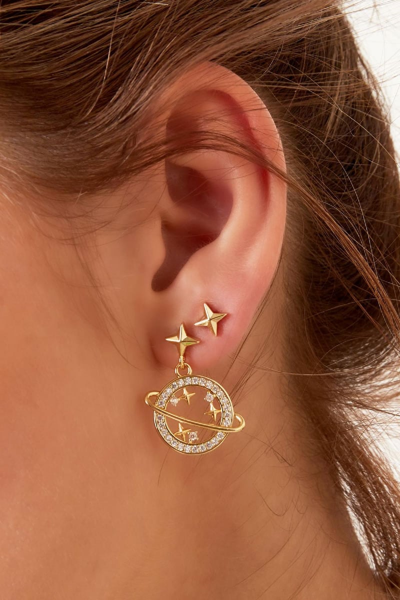 Oorstuds ster - Sparkle collectie Goud kleur Koper